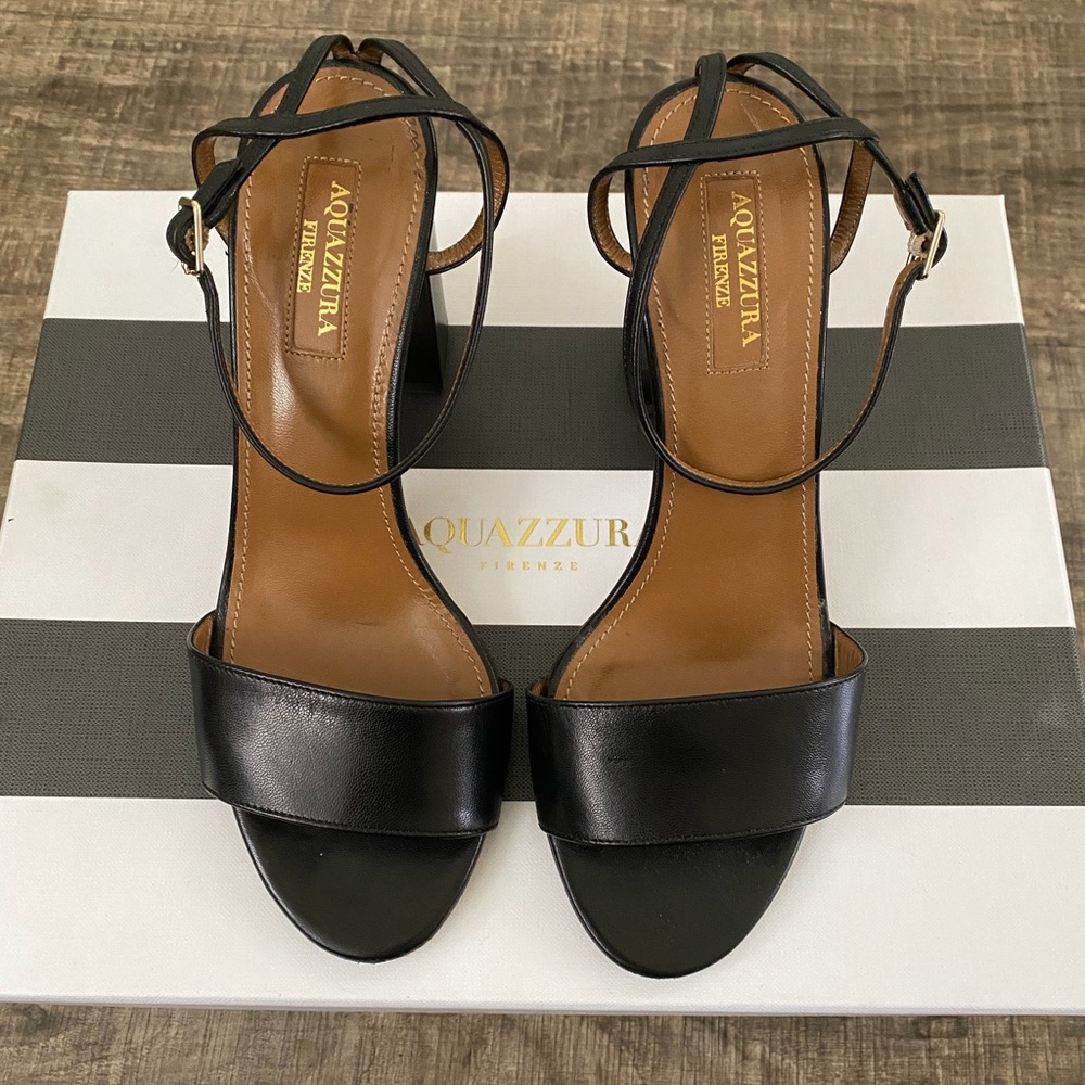 Aquazzura black Thaiti Sandal 85. Nappa leather. Size 35.5